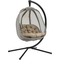 Product photograph of Outsunny Hanging Egg Chair Folding Swing Hammock With Cushion And Stand For Indoor Outdoor Patio Garden Furniture Khaki from Aosom UK