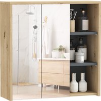Product photograph of Homcom Five-shelf Mirrored Bathroom Cabinet - Wood-effect from Aosom UK