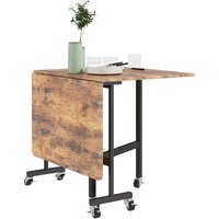Product photograph of Homcom Six-seater Drop-leaf Dining Table With Wheels - Brown Wood-effect from Aosom UK