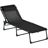Product photograph of Outsunny Garden Reclining Lounger Folding With 4 Position Adjustable Back 100 Pvc Fabric Camping And Hiking Recliner Black Aosom Uk from Aosom UK