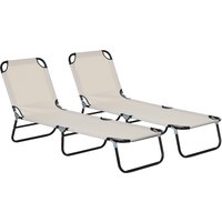 Product photograph of Outsunny Adjustable Garden Sun Lounger With Five-position Back Cream White Comfortable Outdoor Recliner Aosom Uk from Aosom UK