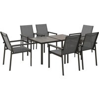Product photograph of Outsunny 7 Pieces Garden Dining Set W Glass Top Dining Table Outdoor Table And 6 Armchairs W Breathable Mesh Fabric Seats And Backrest from Aosom UK