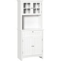 Product photograph of Homcom Kitchen Buffet And Hutch Wooden Storage Cupboard W Framed Glass Door Drawer Space For Dining And Living Room 68 6w X 40d X 164hcm White from Aosom UK
