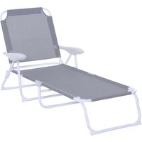 Product photograph of Outsunny Reclining Lounge Chair With 4-level Adjustable Backrest Folding Sun Beach Lounger For Patio Garden Silver Aosom Uk from Aosom UK