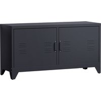 Product photograph of Homcom Industrial Tv Cabinet Stand Media Center Steel Shelf Doors Storage System Dvd Recorder Receiver Unit - Black Aosom Uk from Aosom UK