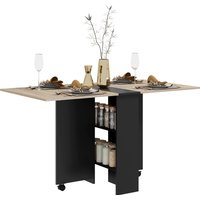 Product photograph of Homcom Folding Dining Table Drop Leaf Table For Small Spaces With 2-tier Shelves Small Kitchen Table With Rolling Casters Oak Tone from Aosom UK