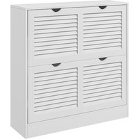 Product photograph of Homcom 2 Drawers Entryway Shoe Cabinet Narrow Shoe Storage Cabinet With 2 Flip Drawers Louvred Door Design And Adjustable Shelves For 16 Pairs Of Shoes White from Aosom UK