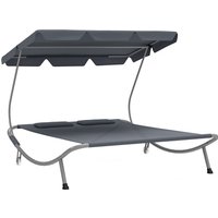 Product photograph of Outsunny Double Outdoor Bed With Canopy - Light Grey from Aosom UK