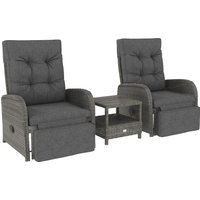 Product photograph of Outsunny 2 Seater Patio Rattan Wicker Chaise Lounge Sofa Set W Cushion For Patio Garden Porch Grey from Aosom UK