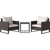 Product photograph of Outsunny 3 Pieces Rattan Bistro Set With 4 Cushions Wicker Garden Furniture Set Glass Top Coffee Table And Chairs For Outdoor Patio Balcony Terrace And Conservatory Brown from Aosom UK