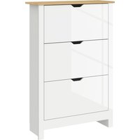 Product photograph of Homcom Slim Shoe Cabinet Narrow Shoe Cupboard With 3 Flip Drawers Adjustable Shelves For 18 Pairs Of Shoes High Gloss White from Aosom UK