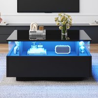 Product photograph of Modern Led Coffee Table With 2 Sliding Drawers And Smart App Control Square Design Cocktail Table For Sofa Side 70l X 70w X 41h Cm Black Aosom Uk from Aosom UK