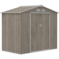 Product photograph of Outsunny 7 X 4ft Garden Metal Storage Shed With Vents Floor Foundation And Lockable Double Doors Brown Aosom Uk from Aosom UK