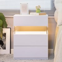 Product photograph of Led Bedside Table With Remote-controlled Rgb Lighting 3 Drawers Modern Nightstand With Acrylic Board 50l X 37 5w X 60h Cm White Aosom Uk from Aosom UK