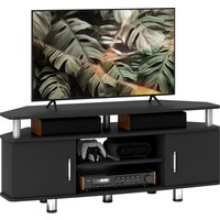 Product photograph of Homcom Tv Unit Cabinet For Tvs Up To 55 Inch Entertainment Center With 2 Storage Shelves And Cupboards For Living Room Black Aosom Uk from Aosom UK