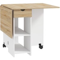 Product photograph of Homcom Folding Dining Table Drop Leaf Table For Small Spaces Foldable Table With Drawer And Storage Shelves For Kitchen Dining Room Oak from Aosom UK