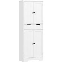 Product photograph of Homcom Tall Bathroom Cabinet Freestanding Storage Cupboard Bathroom Storage Cabinet With Drawer Adjustable Shelf And Doors 60 X 30 X 160 Cm White from Aosom UK