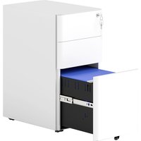 Product photograph of Vinsetto 3-drawer Steel Filing Cabinet With Lock - White from Aosom UK