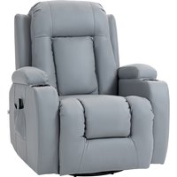 Product photograph of Homcom Massage Recliner Chair With 8 Vibration Heat Pu Leather Recliner Armchair With Cup Holders And Side Pockets Light Grey from Aosom UK