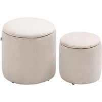 Product photograph of Homcom Set Of 2 White Modern Storage Ottomans With Removable Lid Fabric Foot Stools Dressing Table Stools Aosom Uk from Aosom UK