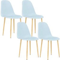Product photograph of Homcom Modern Dining Chairs Set Of 4 Kitchen Chairs With Backrest And Steel Legs For Dining Room Living Room Light Blue from Aosom UK