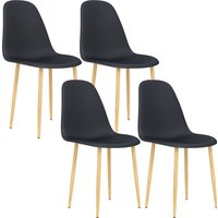 Product photograph of Homcom Modern Dining Chairs Set Of 4 Kitchen Chairs With Backrest And Steel Legs For Dining Room Living Room Black from Aosom UK