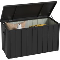 Product photograph of Outsunny 450l Galvanised Steel Garden Storage Box With Wheels - Dark Grey Aosom Uk from Aosom UK