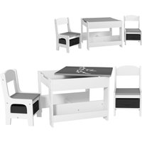 Product photograph of Homcom 3pcs Kids Table And Chair Set With Blackboard Storage Bookshelves Grey Aosom Uk from Aosom UK