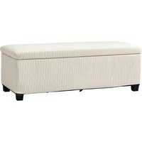 Product photograph of Homcom Storage Ottoman Bench Corduroy Footstool With Removable Lid And Legs 112cm Storage Chest Box For Living Room Bedroom Hallway Beige from Aosom UK