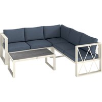 Product photograph of Outsunny Four-piece L Shaped Garden Furniture Set With 5-level Adjustable Lounger - Grey Aosom Uk from Aosom UK