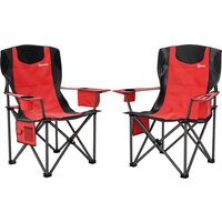 Product photograph of Outsunny Set Of 2 Folding Camping Chairs Padded Camping Chairs With Adjustable Armrests Portable Lightweight Folding Camp Chair With Cooler Bag Cup Holder And Side Pockets Red from Aosom UK