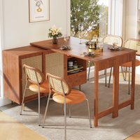 Product photograph of 360 Rotating Bar Table With Expandable Design Open Shelf Rattan Door Perfect For Kitchen Living Room 187l X 80w X 76h Cm Brown Aosom Uk from Aosom UK
