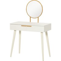 Product photograph of Homcom Modern Dressing Table With Round Mirror Makeup Vanity Table With 2 Drawers For Bedroom Living Room White Aosom Uk from Aosom UK
