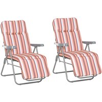 Product photograph of Outsunny Set Of 2 Garden Sun Lounger Outdoor Reclining Seat Cushioned Seat Foldable Adjustable Recliner Orange And White from Aosom UK