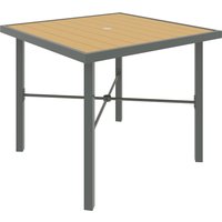 Product photograph of Outsunny Garden Table 90cm Square Outdoor Patio Dining Table With 4 2 Cm Umbrella Hole Metal Frame Wood Effect Top For Terrace Balcony Natural Wood Finish from Aosom UK