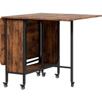 Product photograph of Homcom Mobile Drop Leaf Table Folding Kitchen Table Extendable Dining Table For Small Spaces With 6 Wheels Storage Shelf Rustic Brown Aosom Uk from Aosom UK