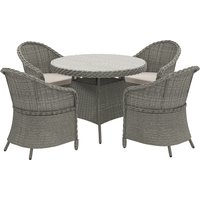 Product photograph of Outsunny 4 Seater Rattan Garden Furniture Set With Cushions Round Pe Rattan Dining Set With Glass-top Table Umbrella Hole Outdoor Garden Table And Chairs Grey from Aosom UK