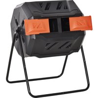 Product photograph of Outsunny 160l Tumbling Compost Bin Outdoor Dual Chamber 360 Rotating Composter Garden Compost Bin W Sliding Doors Solid Steel Frame Orange from Aosom UK