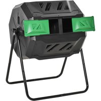 Product photograph of Outsunny 160l Tumbling Compost Bin Outdoor Dual Chamber 360 Rotating Composter W Sliding Doors Solid Steel Frame Black from Aosom UK