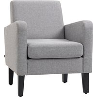 Product photograph of Homcom Modern Accent Chair Occasional Chair With Rubber Wood Legs For Living Room Bedroom Light Grey from Aosom UK