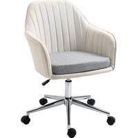Product photograph of Vinsetto Linen Fabric Office Chair Swivel Scallop Shaped Desk Chair For Home Study Beige Aosom Uk from Aosom UK