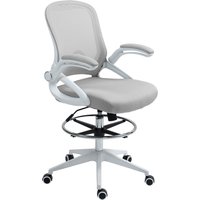 Product photograph of Vinsetto Drafting Chair With Flip-up Armrest Mesh Office Stool With Foot Ring 360 Swivel Height Adjustable Chair For Standing Desk Light Grey from Aosom UK