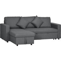 Product photograph of Homcom Corner Sofa Bed With Storage 3 Seater Pull Out Sofa Bed Convertible L Shape Sofa Couch With Reversible Chaise Lounge For Living Room Dark Grey from Aosom UK