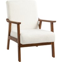 Product photograph of Homcom Boucle Seat Mid Century Accent Chair - White Aosom Uk from Aosom UK