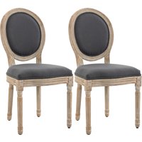 Product photograph of Homcom Dining Chairs Set Of 2 French-style Kitchen Chairs Armless Accent Chairs With Backrest And Linen-touch Upholstery Grey Aosom Uk from Aosom UK