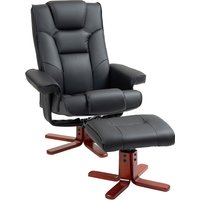 Product photograph of Homcom Leather Recliner Chair Wirh Footstool High Back Armrests Bent Wood Base Rocking Function Black Aosom Uk from Aosom UK