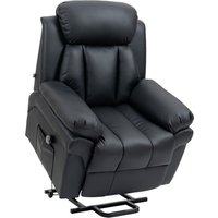 Product photograph of Homcom Lift Stand Assistance Chair Recliner Sofa Pu Leather Extra Padded Design Electric Power W Remote Black from Aosom UK