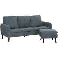 Product photograph of Homcom Corner Sofa With Reversible Chaise Lounge Corduroy Fabric 3 Seater Sofa Settee With Scatter Back For Living Room Charcoal Grey from Aosom UK