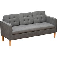 Product photograph of Homcom Modern 3-seater Sofa Button-tufted Fabric Couch With Hidden Storage Rubberwood Legs For Living Room Grey from Aosom UK