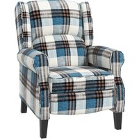 Product photograph of Homcom Wingback Reclining Chair Push Back Recliner Armchair For Living Room Bedroom With Footrest Armrests Wood Legs Blue from Aosom UK